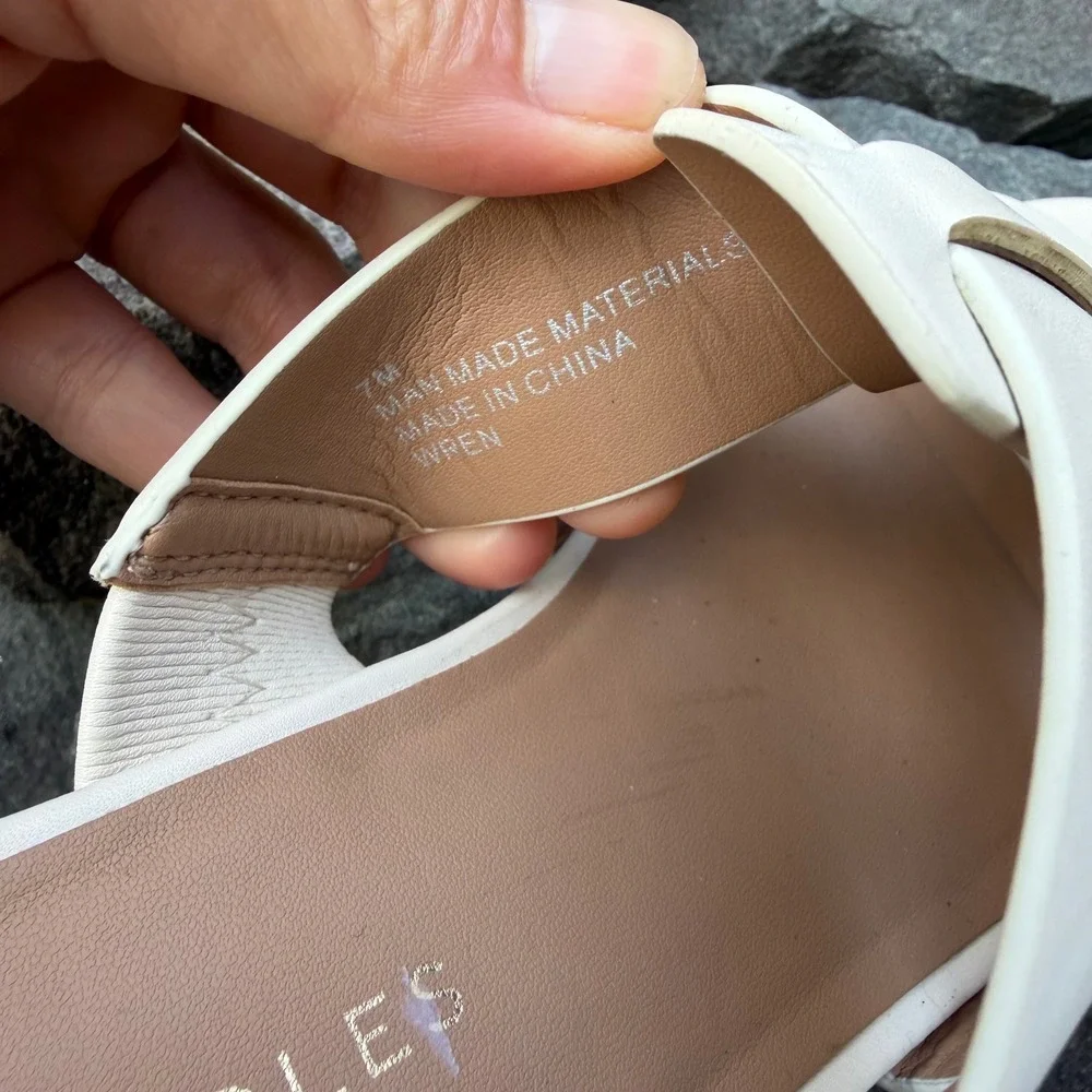 Aerosoles Wren Women 7M Cream Off White Strappy Wedge Espadrille Slide Sandals